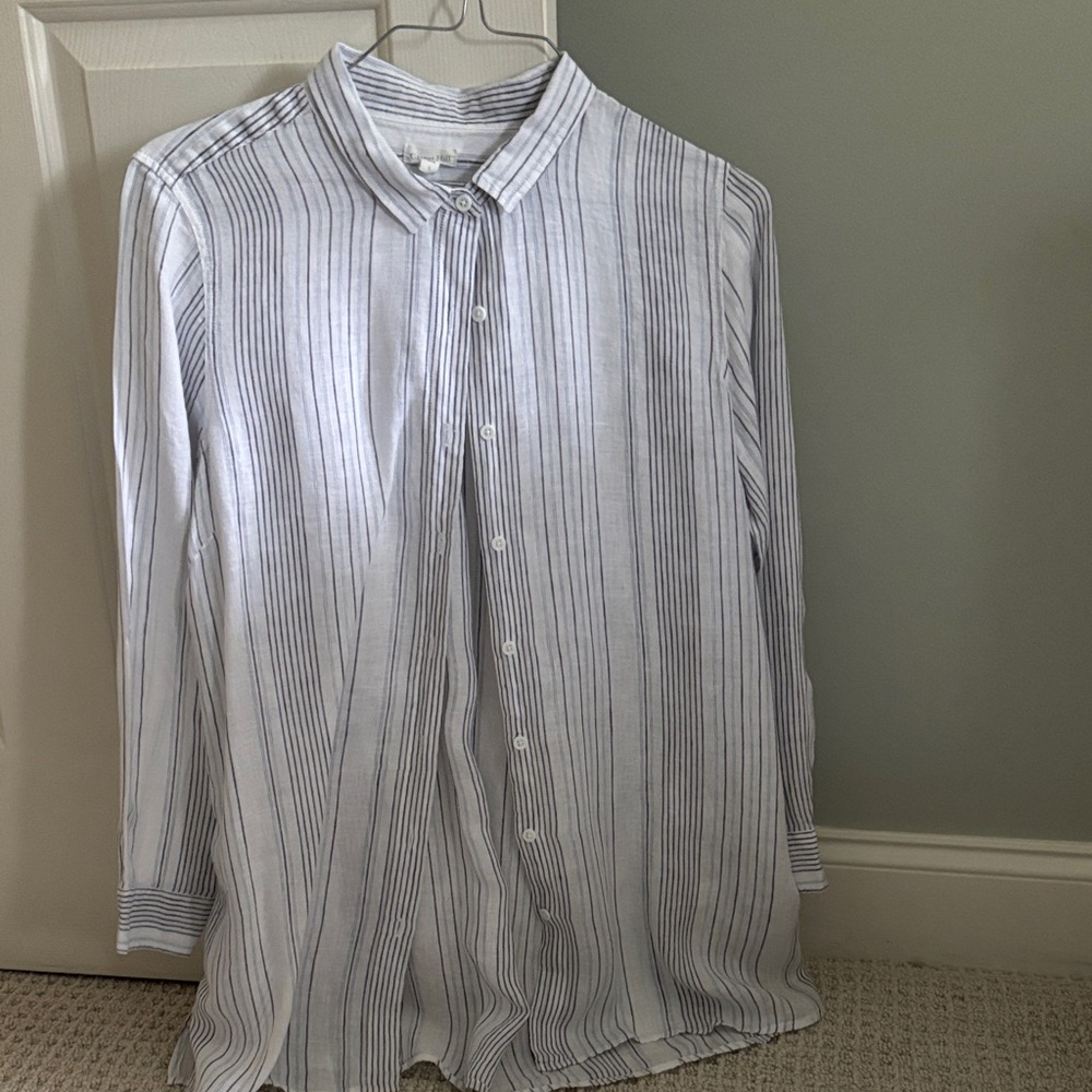 Garnet Hill womens Striped Button Down Shirt